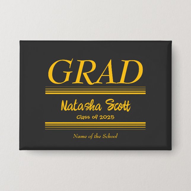 Modern Personalized grad school Graduation Button (Vorderseite)