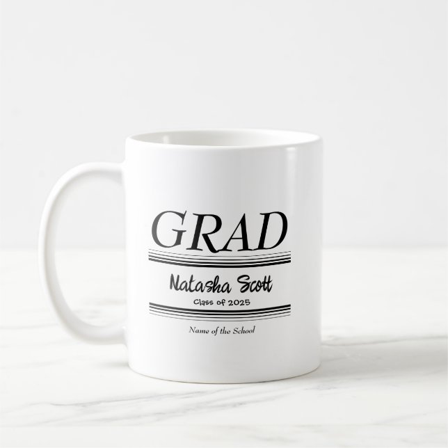 Modern Personalized grad school Graduation Kaffeetasse (Links)