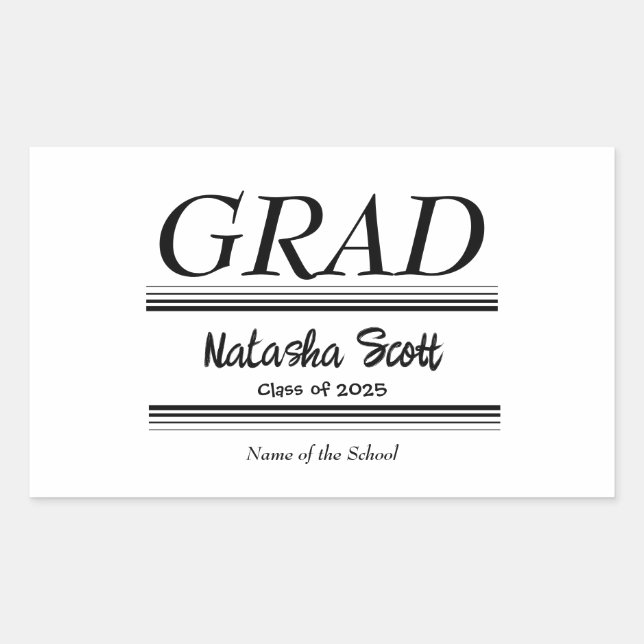 Modern Personalized grad school Graduation Rechteckiger Aufkleber (Vorderseite)