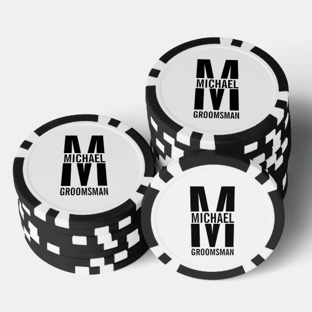 Modern Personalized Groomsmen Monogram and Name Pokerchips (Stapel)