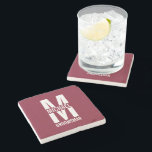 Modern Personalized Groomsmen Monogram and Name Steinuntersetzer<br><div class="desc">Personalized Groomsmen Gifts
featuring personalized groomsman's monogram,  name and title in white bold sans serif font style on burgundy red background.
Perfect as a personalized gift for groomsmen,  best man,  father of the bride,  or anyone special in your wedding party.</div>