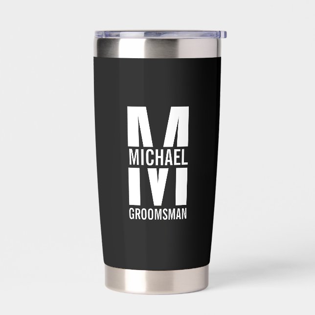 Modern Personalized Groomsmen Monogram and Name Thermobecher (Links)