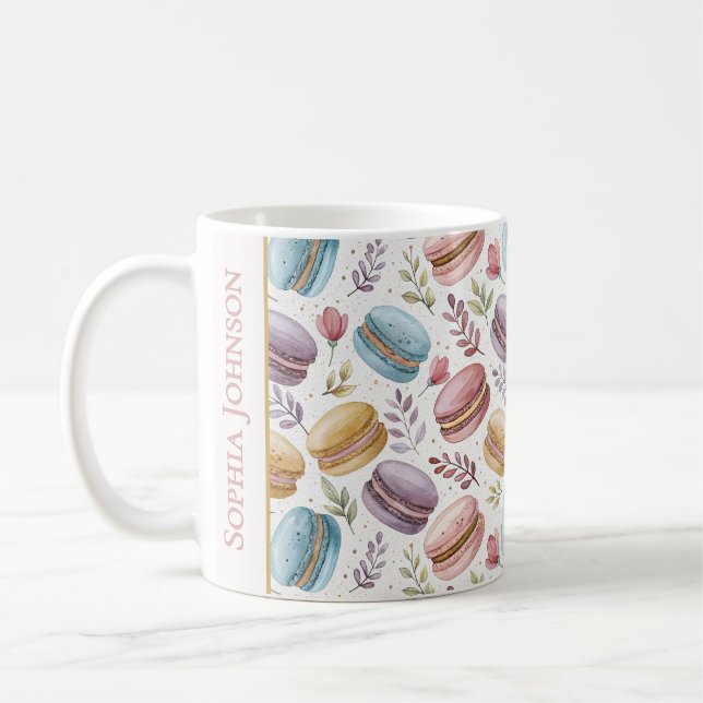 Modern Personalized Macaron Desserts Kaffeetasse (Links)