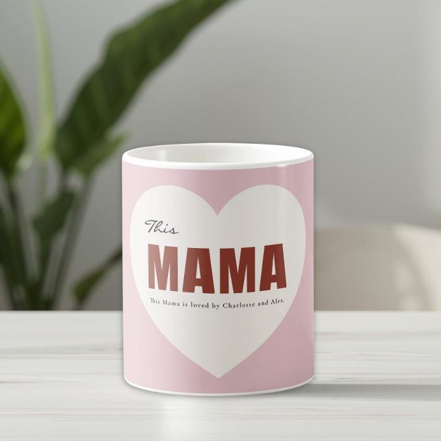 Modern Personalized Mama Heart Mug (Créateur téléchargé)