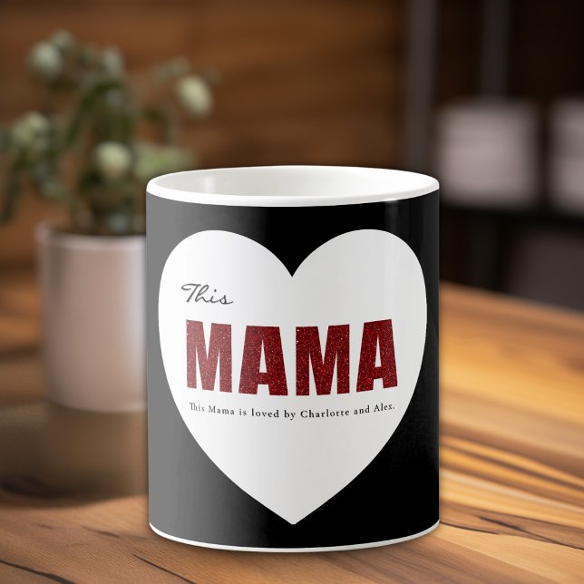Modern Personalized Mama Heart Mug (Créateur téléchargé)