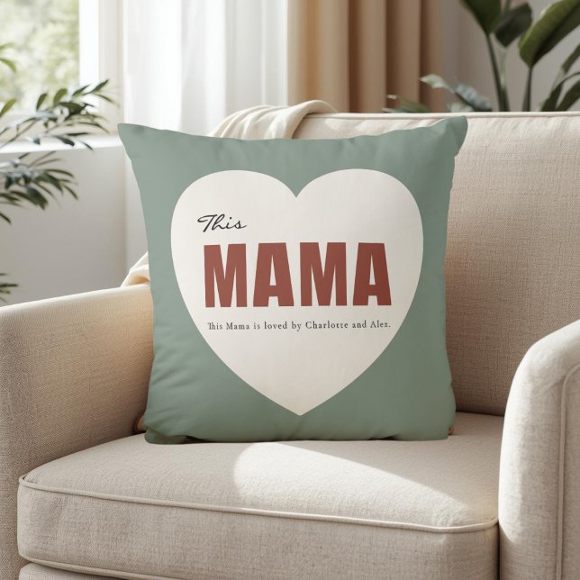 Modern Personalized Mama Heart Throw Pillow Kissen (Von Creator hochgeladen)