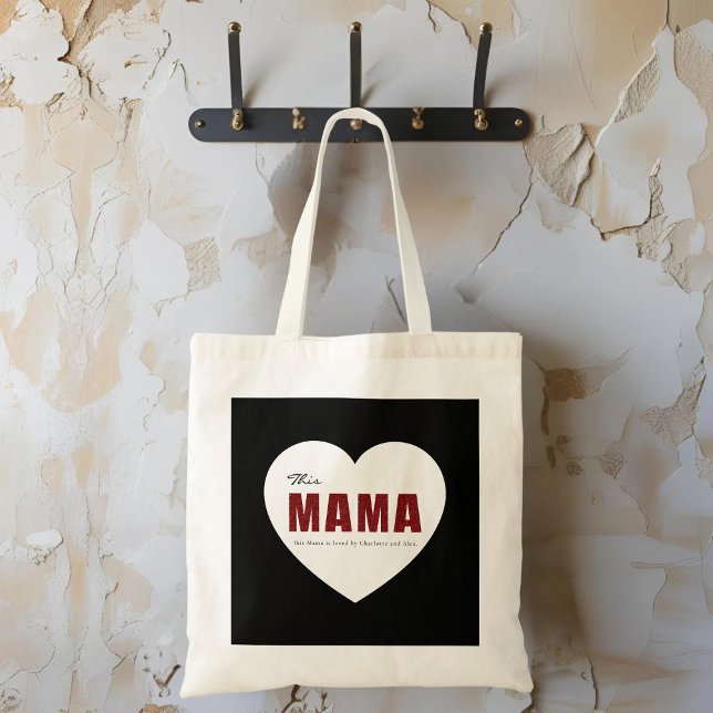 Modern Personalized Mama Heart Tote Bag (Créateur téléchargé)