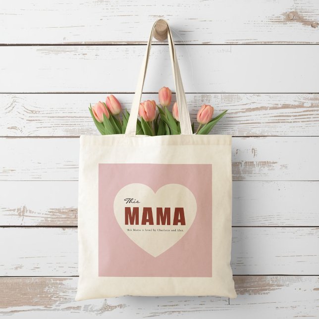 Modern Personalized Mama Heart Tote Bag (Créateur téléchargé)