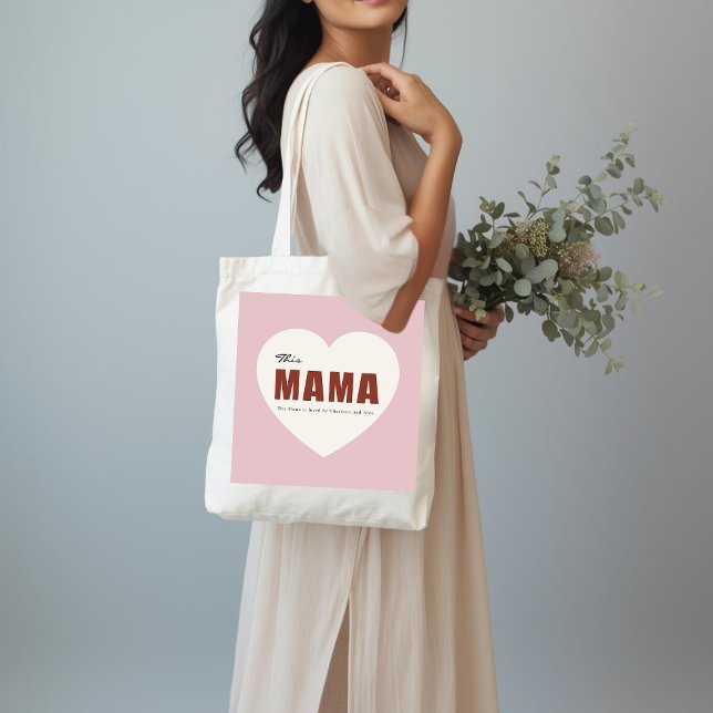 Modern Personalized Mama Heart Tote Bag Tragetasche (Von Creator hochgeladen)