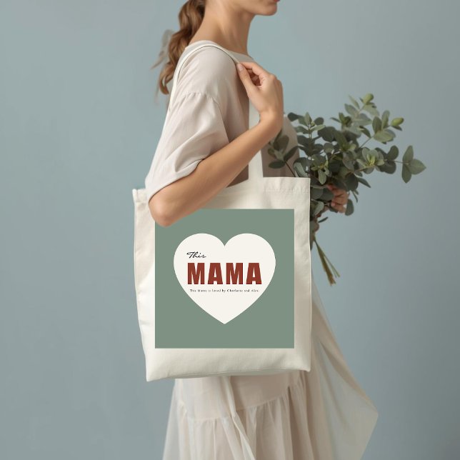 Modern Personalized Mama Heart Tote Bag Tragetasche (Von Creator hochgeladen)