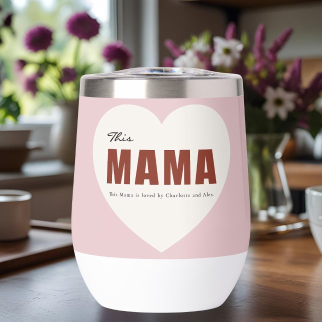 Modern Personalized Mama Heart Water Bottle (Von Creator hochgeladen)