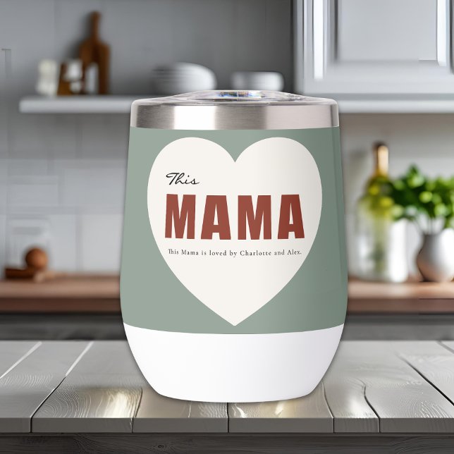 Modern Personalized Mama Heart Water Bottle (Von Creator hochgeladen)