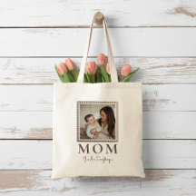 Modern Personalized Mom Photo Tote Bag Gift