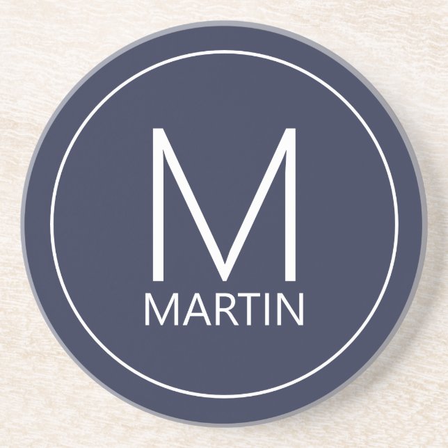 Modern Personalized Monogram and Name Coaster Getränkeuntersetzer (Vorne)