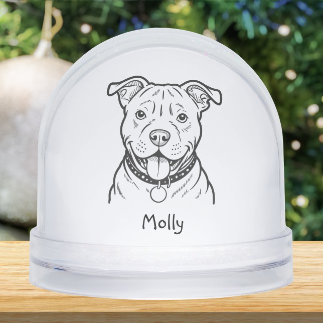 Modern Personalized Pitbull Dog Christmas Schneekugeln (Von Creator hochgeladen)