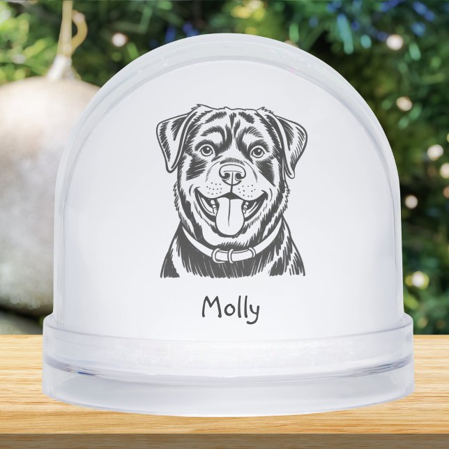 Modern Personalized Rottweiler Dog Christmas Schneekugeln (Von Creator hochgeladen)