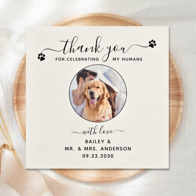 Modern Personalized Thank You Photo Pet Wedding Serviette (Von Creator hochgeladen)