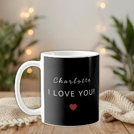 Modern Personalized Valentine Mug – I Love You  Kaffeetasse