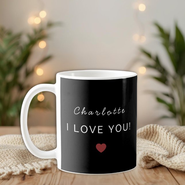 Modern Personalized Valentine Mug – I Love You  Kaffeetasse (Von Creator hochgeladen)