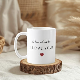 Modern Personalized Valentine Mug – I Love You  Kaffeetasse