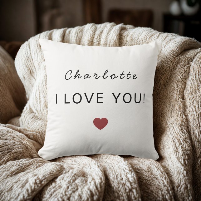 Modern Personalized Valentine Pillow – I Love You Kissen (Von Creator hochgeladen)