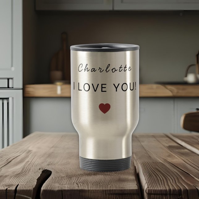 Modern Personalized Valentine Travel Mug Reisebecher (Von Creator hochgeladen)