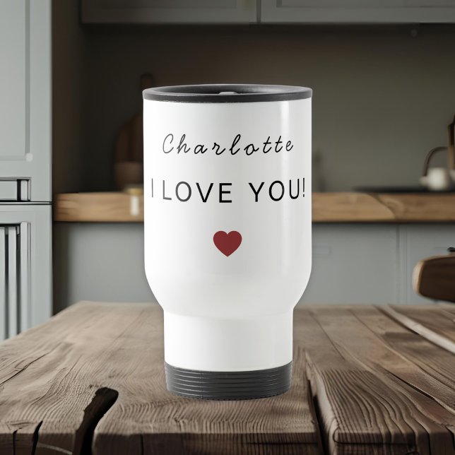 Modern Personalized Valentine Travel Mug Reisebecher (Von Creator hochgeladen)