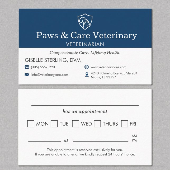 Modern Pet Appointment Reminder Veterinarian Terminkarte (Von Creator hochgeladen)