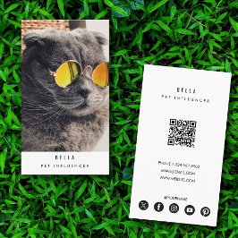 Modern Pet Cat Influencer Photo QR Code Visitenkarte