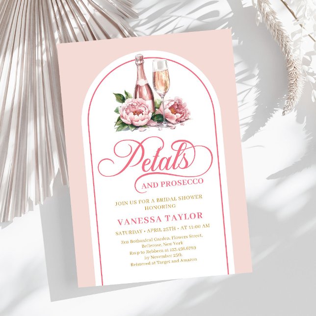 Modern petals and prosecco watercolor bridal card einladung (Modern petals and prosecco watercolor bridal card)