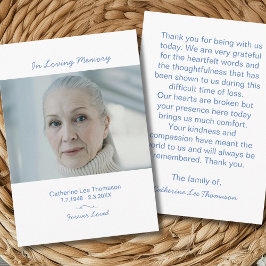 Modern Photo Bereavement  Funeral Thank You Card Begleitkarte