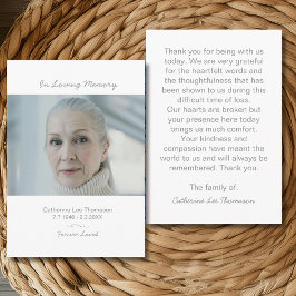 Modern Photo Bereavement  Funeral Thank You Card Begleitkarte