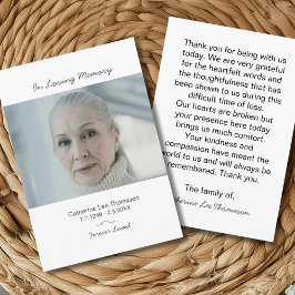 Modern Photo Bereavement  Funeral Thank You Card Begleitkarte