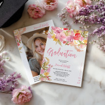 Modern photo Boho Pink Lavender floral graduation