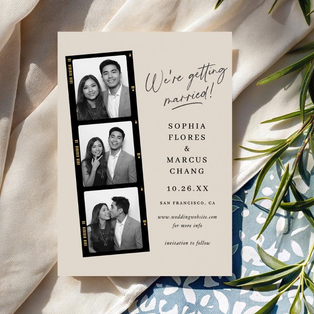 Modern Photo-booth Filmstrip Wedding Save The Date (Créateur téléchargé)