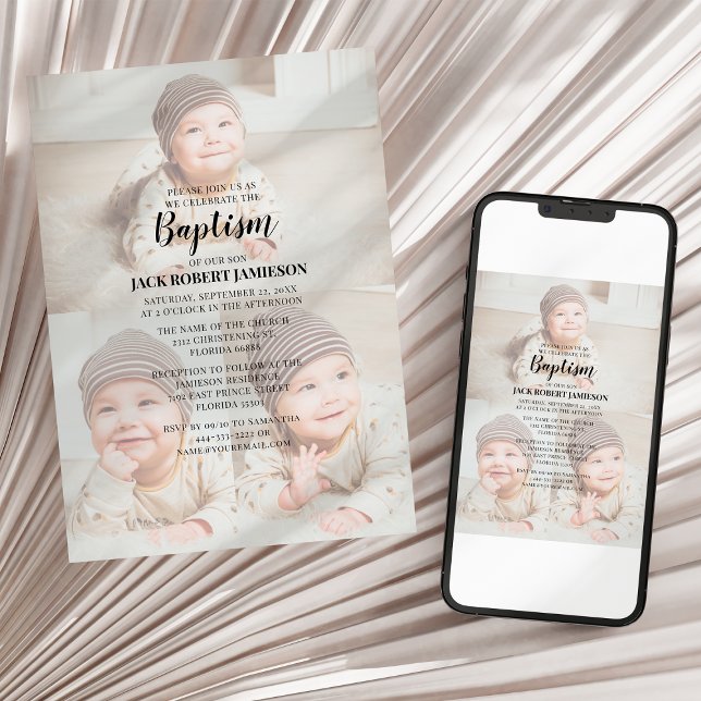 Modern Photo Collage Baptism Invitation Einladung (Von Creator hochgeladen)