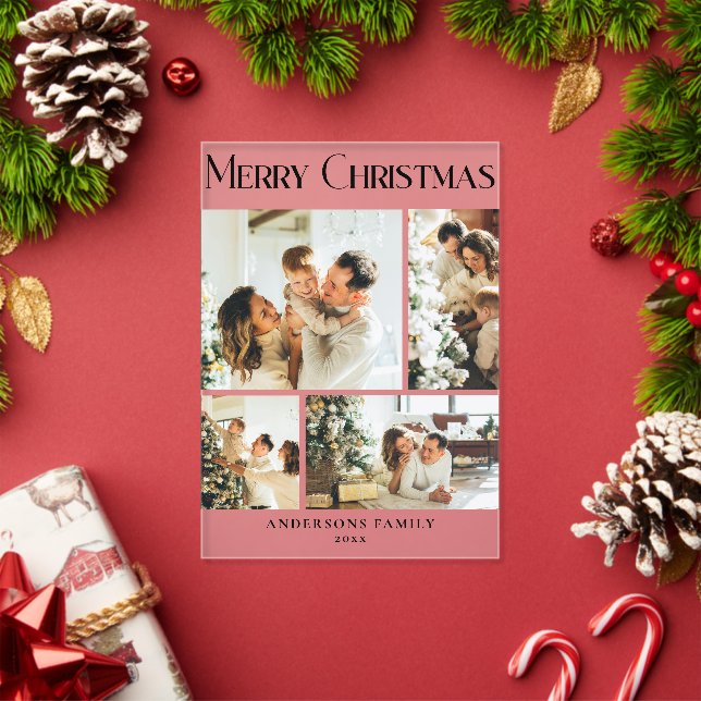 Modern Photo Collage Merry Christmas Holiday  Card Acryleinladungen (Insitu (Feiertag))