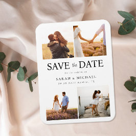 Modern Photo Collage Wedding Save the Date Magnet