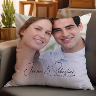 Modern photo couple  throw pillow kissen