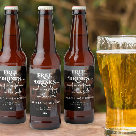 Modern photo free drinks wedding save the date bierflaschenetikett