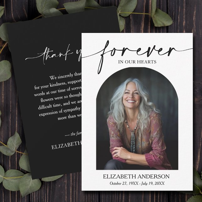 Modern Photo Funeral Bereavement Memorial Dankeskarte (Funeral Thank You Card with photo on front, your message on the back, default size 3.5" x 5")