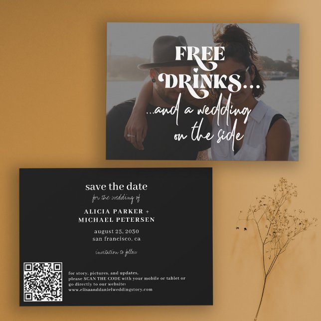Modern photo funny QR CODE wedding Save The Date (Von Creator hochgeladen)