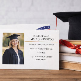 Modern Photo Graduation Announcement  Invitation