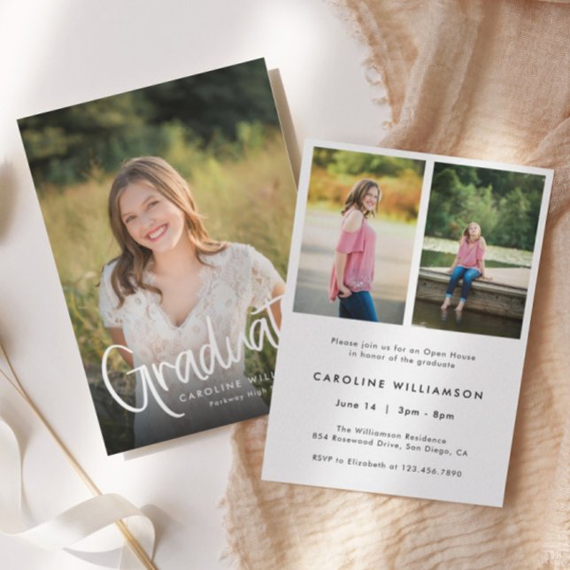 Modern Photo Graduation Open House Invitation Dankeskarte (Von Creator hochgeladen)