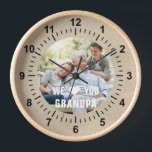 Modern Photo Grandpa Script Heart Uhr<br><div class="desc">Modern Photo Grandpa Script Heart Wall Clock features your favorite photo with the text "We (heart) you Grandpa" in a modern white typography overlay. Personalize by editing the text in the text box provided. Designed by ©Evco Studio www.zazzle.com/store/evcostudio</div>