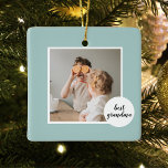Modern Photo Mint Lovely Grandma Gift Keramikornament<br><div class="desc">Whether you're looking for a Mother's Day gift, birthday present, or just want to show your grandma how much she means to you, the Modern Photo Mint Lovely Grandma Gift is the perfect choice. It's a beautiful and sentimental way to honor the special bond between a grandmother and her family,...</div>