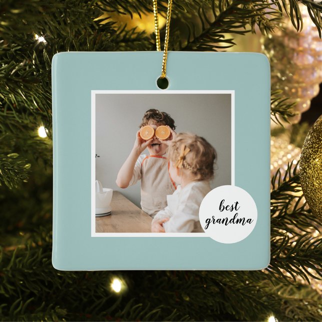 Modern Photo Mint Lovely Grandma Gift Keramikornament (Von Creator hochgeladen)