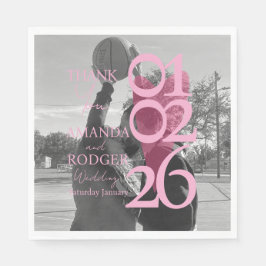 Modern Photo Pink Typography  Thank You Card Serviette