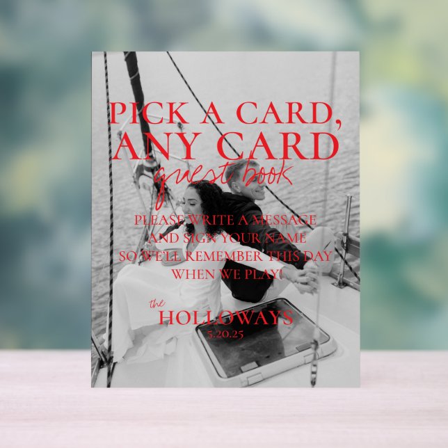 Modern Photo Playing Cards Guest Book Acrylschild (Neutral)