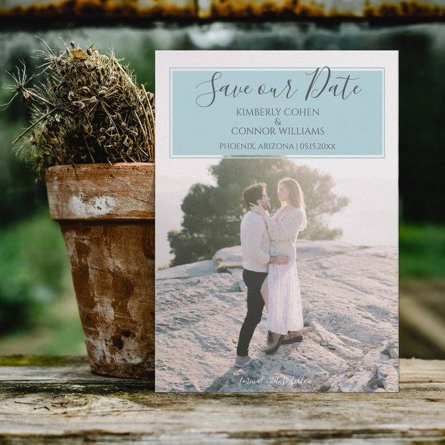 Modern Photo Save the Date | Aqua (Von Creator hochgeladen)